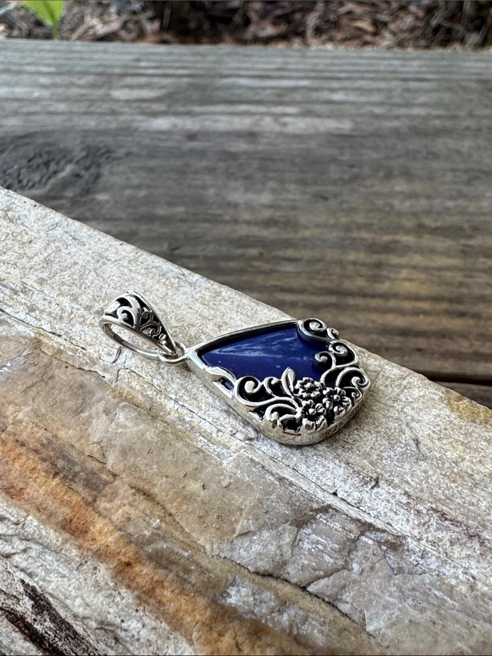 Sterling Silver and Lapis Pendant